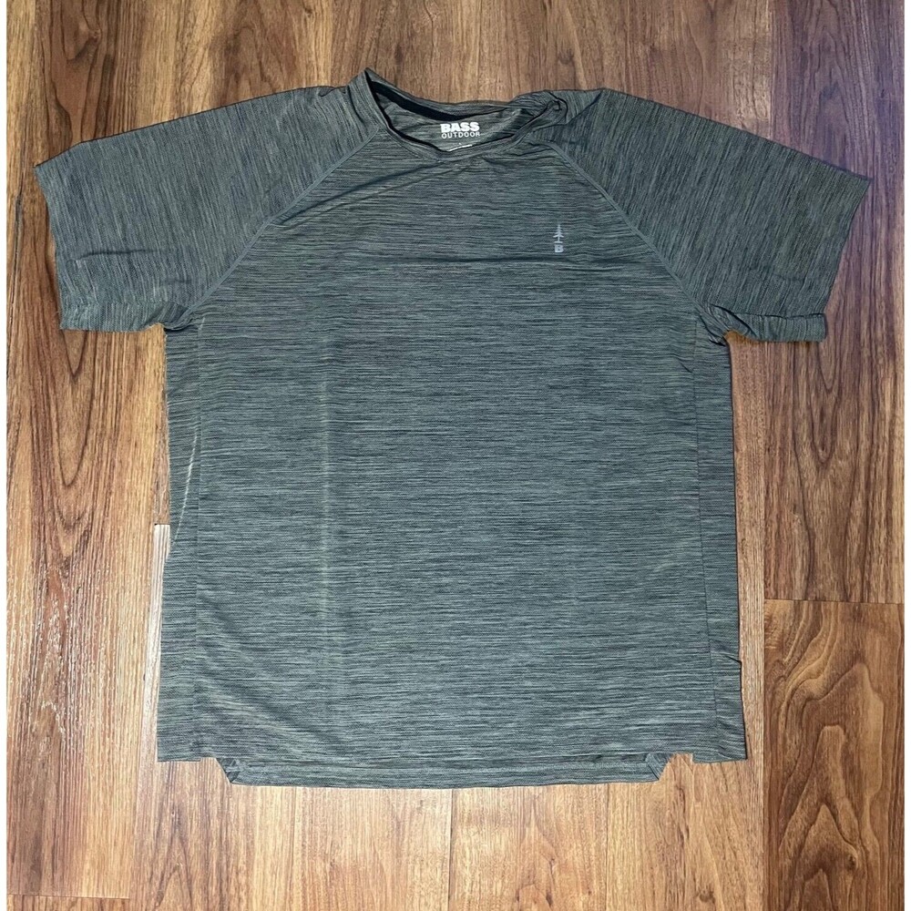Bass Outdoor Shirt Mens Gray Graphic Logo Crew Neck Tee Size Large